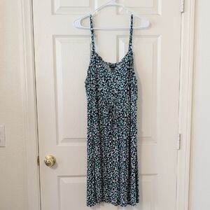 Torrid Black Floral Dress with Aqua and White Blooms